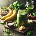 Banana and spinach smoothie appetising Royalty Free Stock Photo