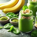 Banana and spinach smoothie appetising Royalty Free Stock Photo