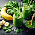 Banana and spinach smoothie appetising Royalty Free Stock Photo