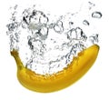 Banana splashing into water Royalty Free Stock Photo