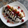 banana split dessert on a plate Royalty Free Stock Photo