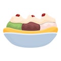 Banana split icon cartoon vector. Cream food