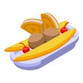 Banana split icon isometric vector. Cherry cream