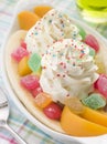 Banana Split with Peaches and Whippy Ice Cream