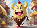 Banana-Split Snatcher Funny Monster Royalty Free Stock Photo