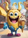 Banana-Split Snatcher Funny Monster Royalty Free Stock Photo