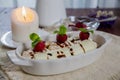 Banana split sundae ice cream in a bowl Royalty Free Stock Photo