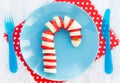 Banana strawberry candy cane - funny and healthy Christmas break