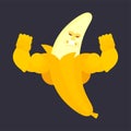 Banana Strong Cool serious. Fruit powerful strict. Vector illustration