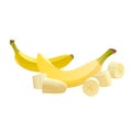 Banana. Sweet tropical fruit. Ripe yellow banana. Southern plant. Isolated object.