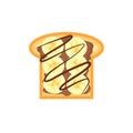 Banana toast with peanut butter and chocolate spread. Royalty Free Stock Photo