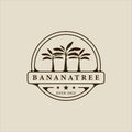 banana tree emblem logo vector vintage illustration template icon graphic design. silhouette tropical plants sign or symbol for