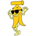 Banana walking wearing cool stylish sunglasses. doodle icon image kawaii