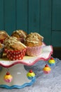 Banana Walnut muffins with white chocolate and cinnamon Royalty Free Stock Photo