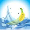 Banana in water splash