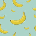 Banana yellow seamless background vector