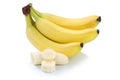 Bananas banana slices sliced fruits isolated on white
