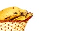 Bananas basket on white background Royalty Free Stock Photo