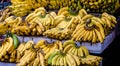 Bananas on a bench in a market Royalty Free Stock Photo