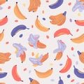 Bananas and brinjals cartoon background