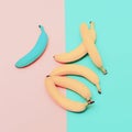 Bananas fashion design. Vanilla style fruit Royalty Free Stock Photo