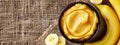 bananas and mashed bananas. selective focus Royalty Free Stock Photo
