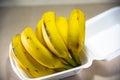 Bananas Musa ssp. Served on a lunchbox for express delivery