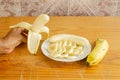 Bananas, Peeled, Unpeeled, and Sliced Royalty Free Stock Photo