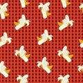 Bananas on a red plaid background