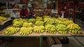 Bananas for Sale at Paloquemao Fruit Market Royalty Free Stock Photo