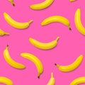 Bananas seamless pattern. pop art bananas pattern. Tropical abstract background with banana. Colorful fruit pattern of yellow Royalty Free Stock Photo