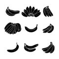 Bananas silhouette set in flat style