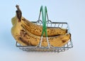 Bananas in Small Shopping Basket Royalty Free Stock Photo