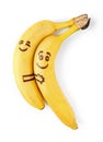 Bananas with smiley faces, couple in love concept Royalty Free Stock Photo