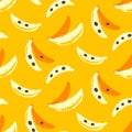Bananas tropic seamless pattern. 70s, 80s hand drawn funky vector illustration