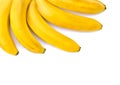 Bananas on white background. Top view, flat lay Royalty Free Stock Photo