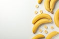 Bananas on white background, top view Royalty Free Stock Photo