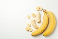 Bananas on white background top view. Fresh fruit Royalty Free Stock Photo