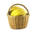 Bananas in wicker basket isolated