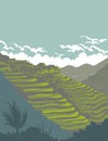 Banaue Rice Terraces of Ifugao Province Luzon Philippines WPA Art Deco Poster Royalty Free Stock Photo