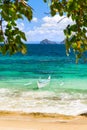 Banca boat at a beautiful beach in Cagnipa Island, Philippines Royalty Free Stock Photo