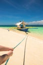 Banca boat at a beautiful beach in Modessa Island, Philippines