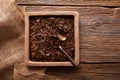 Bancha tea texture on wood Royalty Free Stock Photo