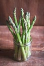 Banches of fresh green asparagus in a jar Royalty Free Stock Photo