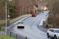 Banchory, Scotland, UK, December 29th 2023, Road bridge during wet weather used by vehicles Royalty Free Stock Photo