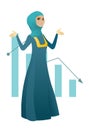 Bancrupt muslim business woman with spread arms.