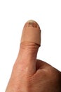 Band-aid at thumb