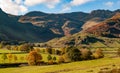 The Band, Bow Fell and Stool End from The Cumbria Way at Mickleden in Langdale with Crinkle Crags in the background, English Lake Royalty Free Stock Photo