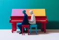 people colourful art concept piano modern trend illustration performance music. Generative AI.