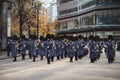 Band of the Grenadier Guards and The Coldstream Guards at the Lord Mayors of London show parade Royalty Free Stock Photo